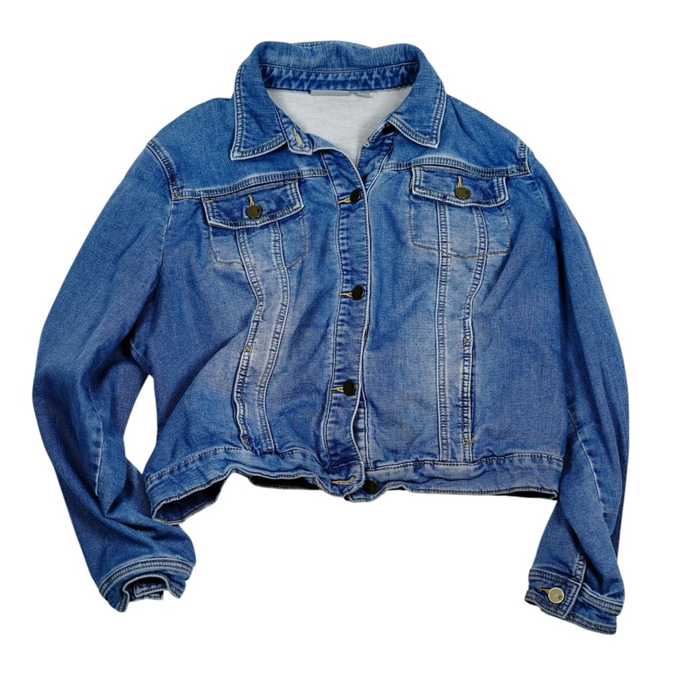 New York & Company Blue Denim Jacket Stretch Cotton Blend – Size XL - Picture 8 of 13